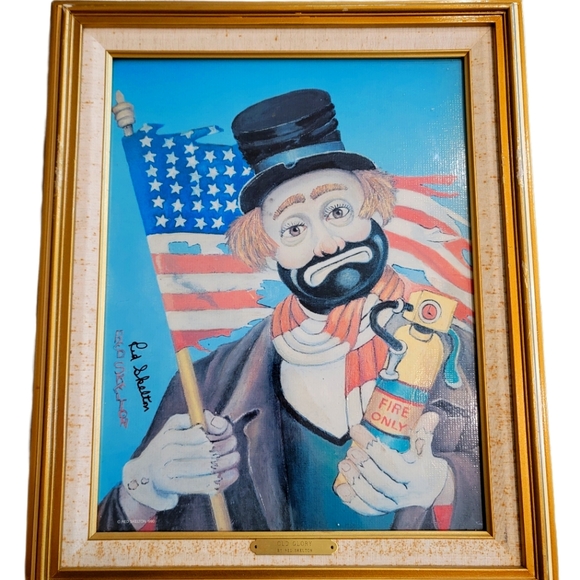 Red Skelton "Old Glory" Freddie clown number 940/5000 signed canvas framed rare - Picture 1 of 11